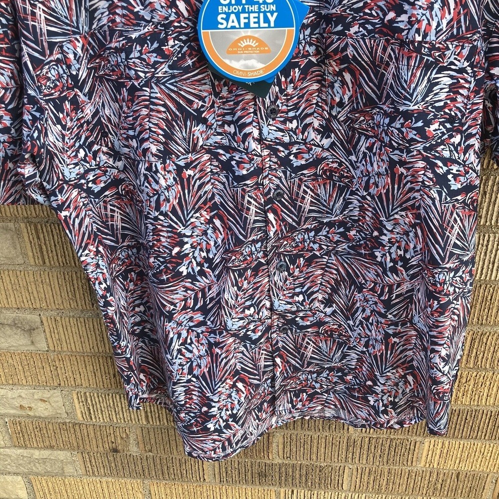 Columbia PFG Shirt Men's Small Super Tamiami Omni-Shade Fishing Red White Blue - Picture 6 of 8